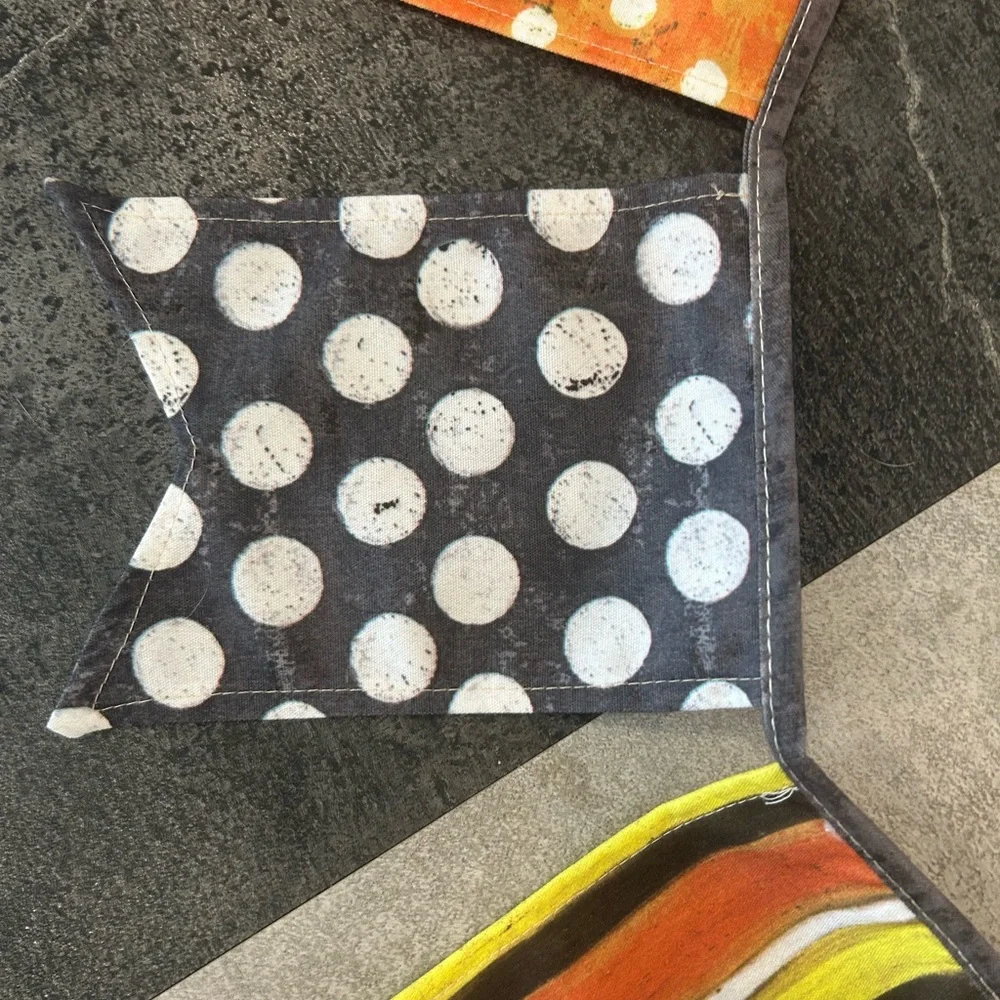 NWT - Halloween Black Orange White and Yellow Canvas Pennant Banner, Set of 2
